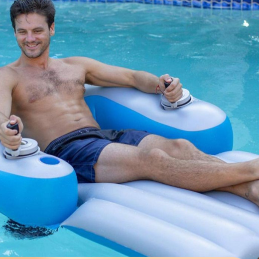 Pvc Inflatable Motorized Float Lounge Chair Dual Motors Storage