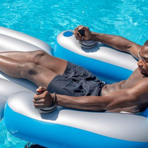 Pvc Inflatable Motorized Float Lounge Chair Dual Motors Storage