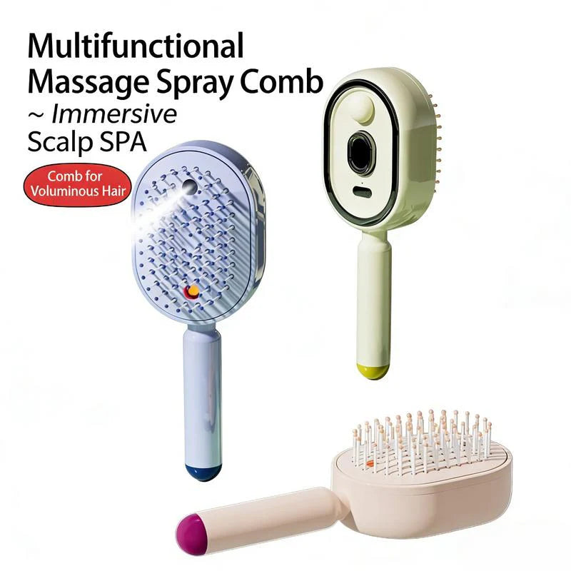Electric Mist Hair Care Comb with Red Light and Self-Cleaning