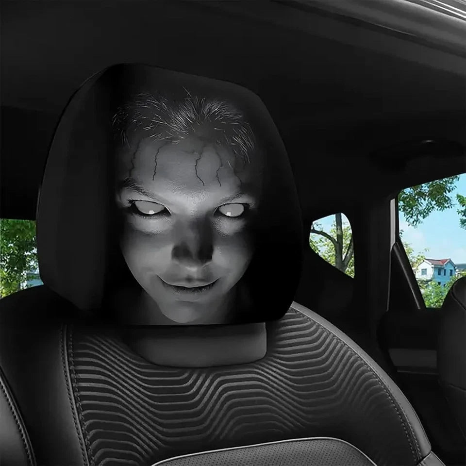 Car Horror Print Headrest Cover